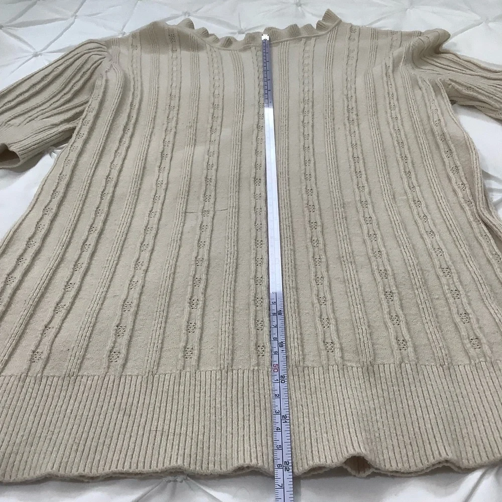 Vero Moda - Vita 2/4 Sleeves Pointelle Sweater - Size M - Picture 6 of 9